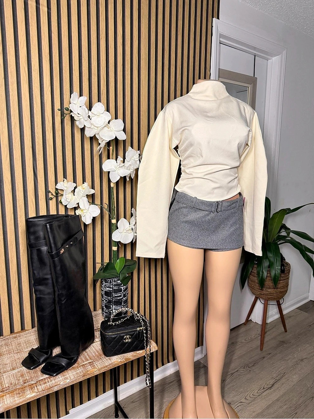 Cream Long Sleeve Mock Neck NWT